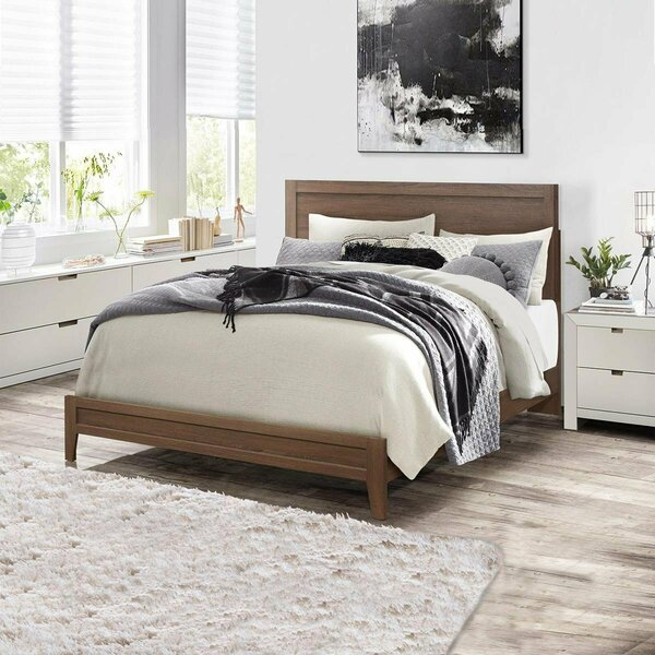 Kd Muebles De Dormitorio 48 x 62 x 82.5 in. Fox Wood Panel Queen Size Platform Bed, Brown KD2536512